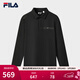 FILA 斐樂(lè )官方男子針織長(cháng)袖POLO衫冬季新款時(shí)尚休閑基礎上衣 正黑色-BK L 175/96A/L