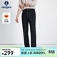Navigare意大利小帆船黑色直筒牛仔褲男2025秋冬季新款磨毛彈力休閑長(cháng)褲子 暗夜黑 32