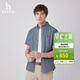哈吉斯（HAZZYS）男裝 夏款男襯衣通勤上衣千鳥(niǎo)格短袖襯衫男ATCZK1BBK73 深藍色DL M (170/92A 46)