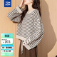 唐獅2025秋季女復古風(fēng)條紋圓領(lǐng)套頭毛衣短款時(shí)尚簡(jiǎn)約百搭文藝風(fēng)