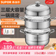 蘇泊爾（SUPOR）蒸鍋304不銹鋼家用高拱蓋蒸籠三層雙層加厚復底燃氣電磁爐通用鍋 蒸鍋 3層 28cm