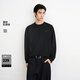 太平鳥(niǎo)男裝T恤25秋季純色重磅小狗刺繡長(cháng)袖寬松肌理打底衫潮 黑色第二批 S