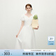 范思藍恩少女感泡泡袖通勤純色連衣裙2025夏新款V領(lǐng)顯瘦裙子2151 白色 M