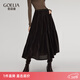 歌莉婭絲絨半身裙女秋冬2025新款流行穿搭氣質(zhì)傘擺裙子1E3R2B23C 98Y深啡 S