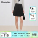 朵以2025秋季新款通勤不規則圍裹A字裙半身裙藏胯顯瘦高腰短裙 黑色 XL