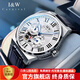 愛(ài)沃馳瑞士品牌IW手表男機械表全自動(dòng)進(jìn)口機芯鏤空飛輪夜光防水男士手表 8681皮帶銀白【進(jìn)口機芯】免費刻字