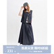 獨束大碼女裝時(shí)尚仿牛仔套裝夏裝2025年新款甜美背心半裙兩件套 暮色藍-上衣 3XL (尺碼：5）