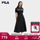 FILA斐樂(lè )官方女子連衣裙夏新款時(shí)尚休閑簡(jiǎn)約修身短袖連身裙 正黑色-BK L 170/88A/L