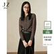 玖姿（JUZUI）商場(chǎng)同款女裝經(jīng)典復古印花修身顯瘦襯衫上衣春季 花咖啡-JWEQ60131 S