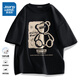 真維斯（Jeanswest）歐美潮牌短袖t恤男夏季純棉衣服大碼森系學(xué)生oversize時(shí)尚文化衫 黑色（哈尼熊） L (175) (收藏加購優(yōu)先發(fā))
