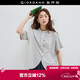 佐丹奴設計師款日系襯衫女夏純棉寬松條紋短袖襯衫女18345206