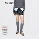 MO&Co.【馬思純同款】半身裙25冬新品搖滾黑色中腰小A字短裙MBE4SKT036 黑色 XS