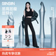 SIINSIIN【楊冪同款】微喇褲女春季新款瑜伽褲子保暖鯊魚(yú)喇叭褲加絨 【中暖6.0pro】小個(gè)子-顯瘦黑 （凈身高155-160cm） M 【100-120斤】