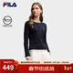 FILA 斐樂(lè )官方女子針織長(cháng)袖T恤25冬新款時(shí)尚經(jīng)典休閑修身亨利衫打底衫 傳奇藍-NV M 165/84A/M