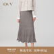OVV秋冬熱賣(mài)女裝絲羊毛豎條紋肌理自然卷邊針織半裙 駝色（凈色）A4 M