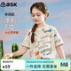 ASK JUNIOR女童夏裝薄款涂鴉字母短袖純棉T恤潮流百搭圓領(lǐng)童裝女童 花色 110