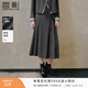 香影學(xué)院風(fēng)百褶半身裙2026春季新款壓褶a字中長(cháng)大擺灰色高腰裙子 中灰 L 165/68A/110-125斤