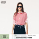 Teenie Weenie小熊女裝T恤26夏季新款撞色長(cháng)絨棉彩條短袖T 粉色 S