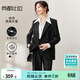 尚都比拉休閑通勤西裝外套女春秋寬松外套高級感穿搭小西服 黑色 XL 