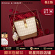 CinvaiKrose官方店小c&k單肩包包女包2026新款水桶包斜挎包生日情人節520禮物 卡其色Khaki【限定禮盒+拉菲草+手提袋】