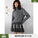 ELLE灰色綿羊毛高領(lǐng)毛衣女2025秋新款撞色寬松設計感通勤氣質(zhì)毛衣 中灰 M