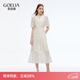 歌莉婭天絲連衣裙女2025新款今年流行漂亮蕾絲裙子1E6R4K910 07W米色 M