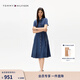 Tommy Hilfiger春夏女裝純棉氣質(zhì)文藝風(fēng)收腰顯瘦中長(cháng)款牛仔襯衫裙連衣裙 牛仔藍1BJ S 34