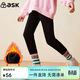 ASK JUNIOR女童褲子2025冬裝加絨保暖兒童緊身長(cháng)褲收腳打底褲青少年黑色 160