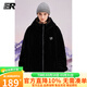 ER笑臉?lè )峦妹馓啄卸境迸魄閭H寬松毛絨休閑上衣男女同款百搭戶(hù)外 黑色-加絨 S