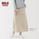 MUJI女式水洗人字紋直筒裙長(cháng)半身裙女純棉25年冬季裙子女裝 象牙色 M (160/66A)