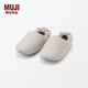 MUJI男女通用 棉法蘭絨家居鞋 拖鞋秋冬季男鞋女鞋居家  JKAJ9A5A 米色條紋 45 碼/XL/275mm(2.0)