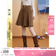 兩三事島嶼來(lái)信2025冬季新款百搭皮牌裝飾壓褶裙擺裙褲燈芯絨短褲 咖色 S