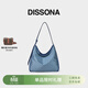 DISSONA迪桑娜女包幸運錦囊hobo包老花包單肩手提包通勤【禮物】 牛仔色-大號（肩帶可調節）