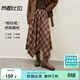 尚都比拉英倫學(xué)院風(fēng)半身裙女冬季復古洋氣格紋A字裙高腰顯瘦不規則長(cháng)裙