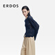 ERDOS 26春夏圓領(lǐng)亞麻鏤空翻花百搭女開(kāi)衫針織衫 午夜藍 S 160/80A