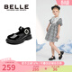 百麗（Belle）童鞋女童樂(lè )福鞋瑪麗珍春季新款時(shí)尚單鞋英倫風(fēng)公主鞋兒童皮鞋 黑色 37 腳長(cháng)22.2-22.6cm