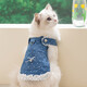嬉皮狗（hipidog）新品春夏季貓咪衣服可牽引波點(diǎn)牛仔連衣裙寵物布偶美短小貓咪衣服 邦迪藍 XS （建議體重1-3斤）