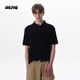 OEMG 肌理感豎條紋亨利領(lǐng)短袖t恤男士夏季cleanfit老錢(qián)風(fēng)高級感體恤衫 黑色 【高品質(zhì)】 XL [建議110-130斤]