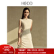 HECO【墨與雪】新中式國風(fēng)25年春夏季醋酸收腰褶皺修身連衣裙女 米白色 M