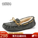 OZZEG澳洲豆豆鞋女冬季加絨保暖厚底棉鞋皮毛一體毛毛鞋平底防滑休閑鞋 灰色 39