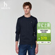 哈吉斯（HAZZYS）男裝 春季上衣純棉休閑長(cháng)袖T恤男ABTZE0CAF04 深藏青色DN L （175/96A 48）