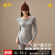 意芬莫代爾薄款秋衣女士?jì)却┍Ｅ瘍纫聠渭弦碌皖I(lǐng)修身打底衫 204-麻灰 【莫代爾棉-單件上衣】 XL