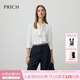 PRICH簡(jiǎn)約氣質(zhì)飄帶領(lǐng)七分袖白襯衫2025秋季新款寬松通勤雪紡衫女 39象牙白色 M (165)