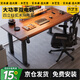 木藝生高端實(shí)木電動(dòng)升降桌書(shū)桌電腦桌臺式電競辦公桌子四立柱升降工作臺 隱藏插排3cm胡桃色-4立柱雙電機 160*70【免費送裝】