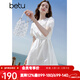 百圖betu女裝2025夏季新款短袖連衣裙重工刺繡收腰顯瘦裙子女2505T75 白色 S