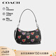 蔻馳（COACH）【品牌直供】女士TERI中號心形印花手提單肩包半月包黑色 CY346
