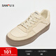 三福（SANFU）男低幫板鞋冬季校園美式簡(jiǎn)約純色包邊拼接圓頭男鞋848661 米灰色 42