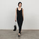 322 WORKHOUSE棉麻針織無(wú)袖連衣裙女士2026新款夏季露肩長(cháng)款修身顯瘦背心裙B759 黑色 M  (165/90A)