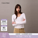 Calvin KleinJeans春秋女士休閑通勤U領(lǐng)ck羅紋修身打底衫針織長(cháng)袖T恤上衣 YAA-月光白 S