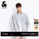 杰克·瓊斯（JACK&JONES）男裝26年春秋季新款長(cháng)袖襯衫男休閑簡(jiǎn)約豎條紋襯衣潮流穿搭薄外套 C41淺灰藍 常規 M